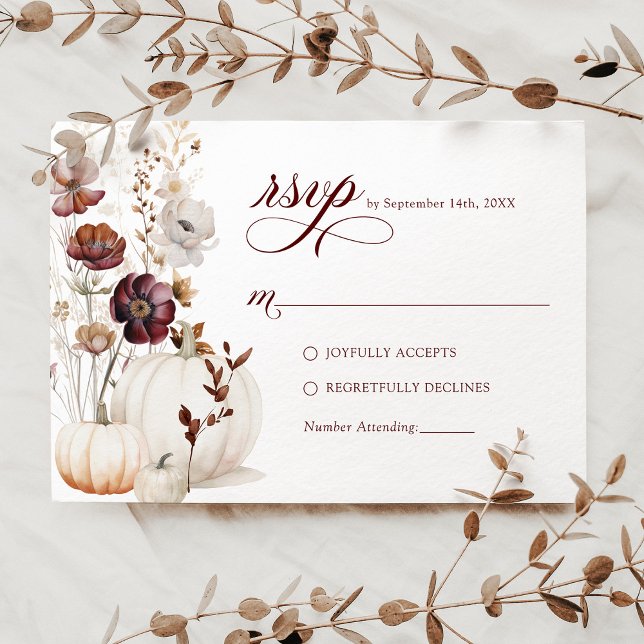 Fall Pumpkin Wildblume Wedding RSVP Karte (Von Creator hochgeladen)