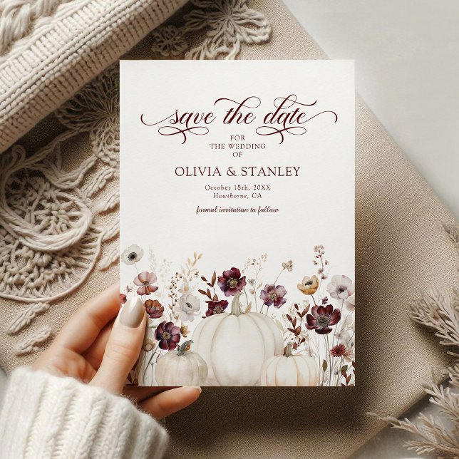 Fall Pumpkin-Wildblumen Hochzeit speichern das Dat Save The Date (Von Creator hochgeladen)