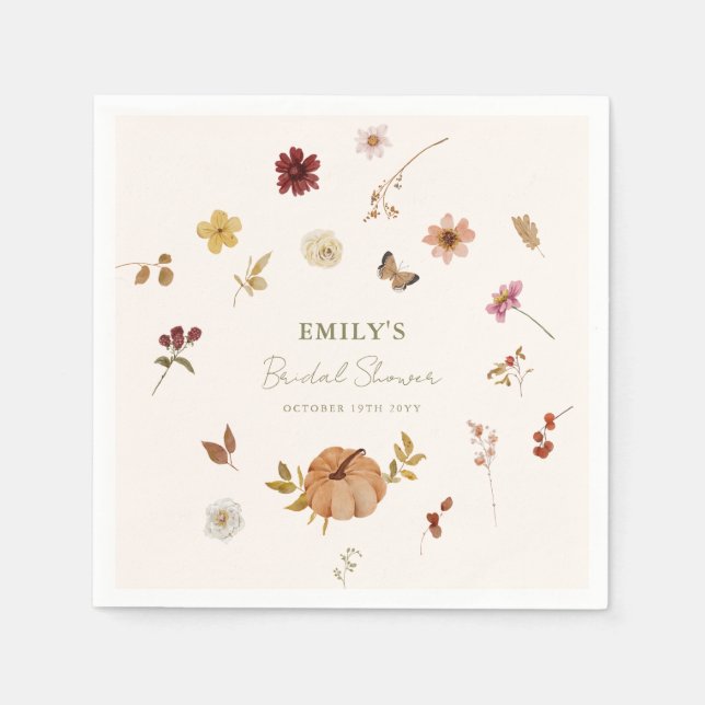 Fall Pumpkin Wildflower Bridal Shower Serviette (Vorderseite)