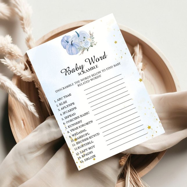 Fall Pumpkin Word Scramble Baby Showkarte Einladung (Von Creator hochgeladen)