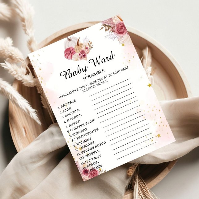 Fall Pumpkin Word Scramble Baby Showkarte Einladung (Von Creator hochgeladen)