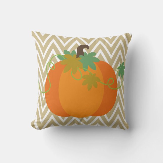 Fall Pumpkin Zickzack Zigzag Pattern Throw Kissen (Vorderseite)