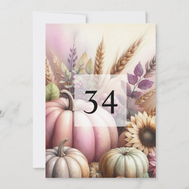 Fall Pumpkins Blätter Aquarellkalligrafie Einladung (Vorderseite)