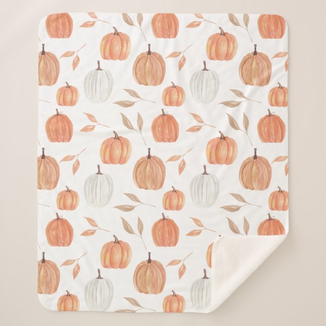 Fall Pumpkins & Blätter Fleece Blanket Sherpadecke (Vorderseite)