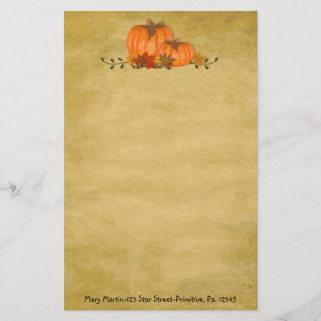Fall Pumpkins Custom Stationery Briefpapier (Vorderseite)
