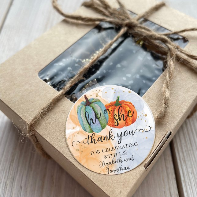 Fall Pumpkins Er oder sie Geschlecht Offenbarung V Runder Aufkleber (Von Creator hochgeladen)