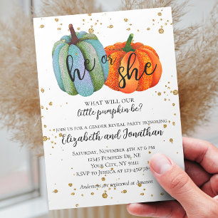 Fall Pumpkins Er oder sie Geschlecht zeigen Baby-D Einladung