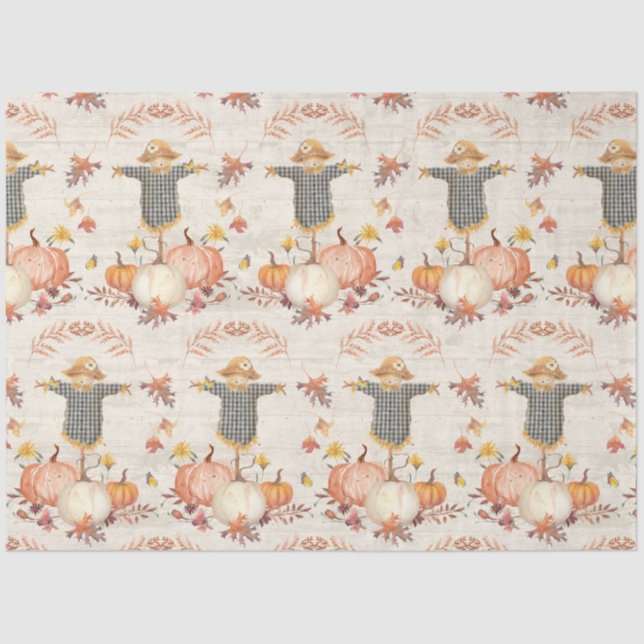 Fall Pumpkins ernten Herbstleaf Rustikale Dekoupag Seidenpapier (Vorderseite)