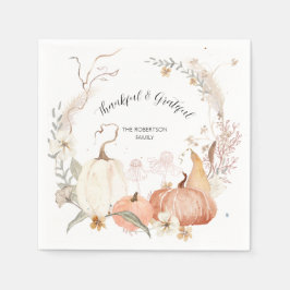 Fall Pumpkins Floral Wasserfarbe Dankbar Dankbar Serviette