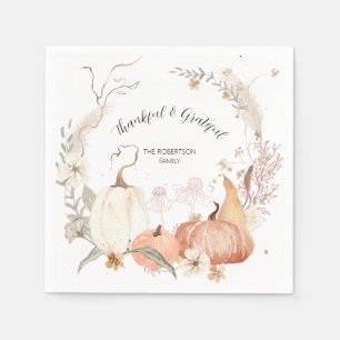 Fall Pumpkins Floral Wasserfarbe Dankbar Dankbar Serviette