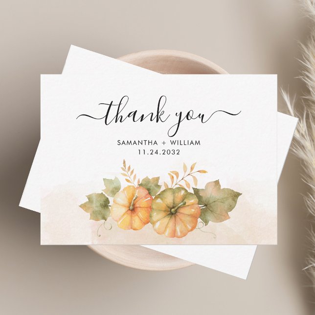 Fall Pumpkins Foliage Hochzeit Danke Karte (Fall Pumpkins Foliage Wedding Thank You Card)