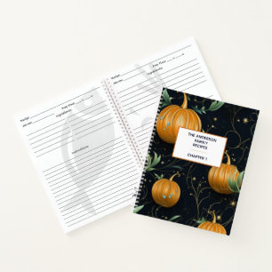 Fall Pumpkins Glitzern Design Familienrezeptbuch Notizbuch