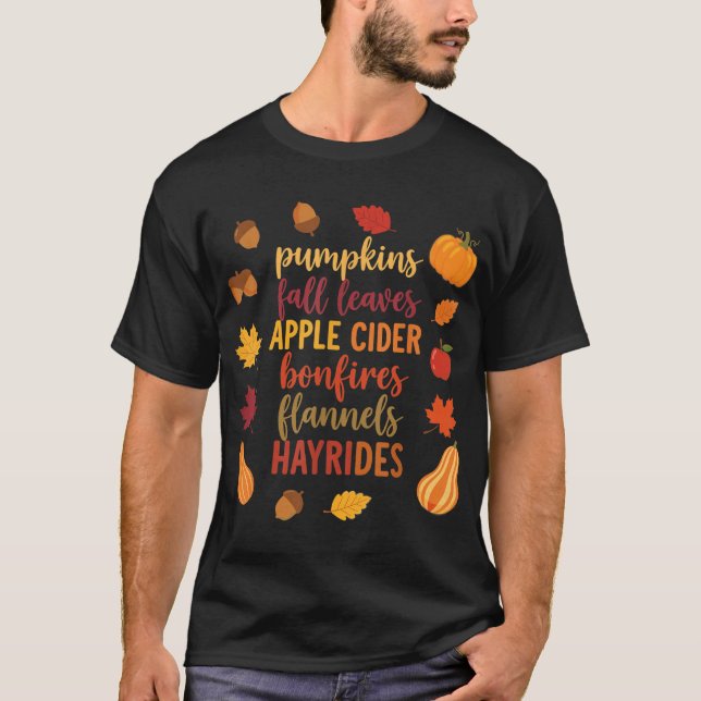 Fall Pumpkins Herbst Blätter Apple Apfelwein Bonfi T-Shirt (Vorderseite)