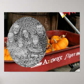 Fall Pumpkins Red Wagon Fügen Sie Ihr Foto Poster