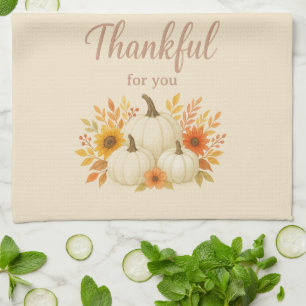 Fall Pumpkins & Sonnenblumen Eleganter Erntedank Geschirrtuch