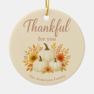 Fall Pumpkins & Sonnenblumen   Eleganter Erntedank Keramik Ornament