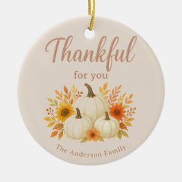 Fall Pumpkins & Sonnenblumen | Eleganter Erntedank Keramik Ornament