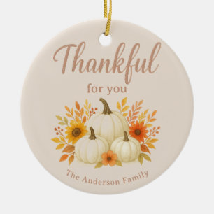 Fall Pumpkins & Sonnenblumen Eleganter Erntedank Keramik Ornament