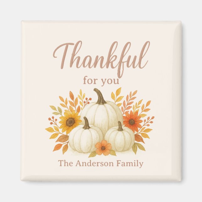 Fall Pumpkins & Sonnenblumen | Eleganter Erntedank Magnet (Vorne)