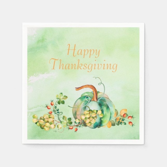 Fall Pumpkins und Berries Paper Napkin Serviette (Vorderseite)