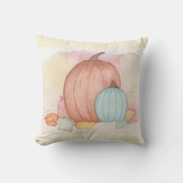 Fall Pumpkins und Blätter Kissen (Vorderseite)