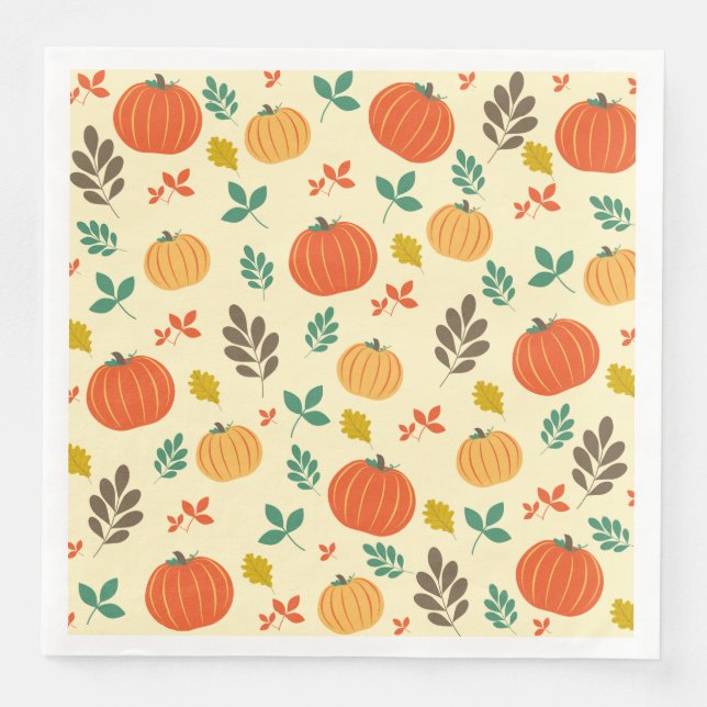 Fall Pumpkins und Blätter Serviette (Vorderseite)