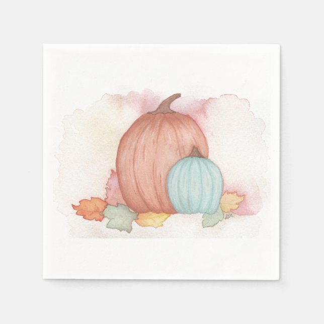 Fall Pumpkins und Blätter Serviette (Vorderseite)