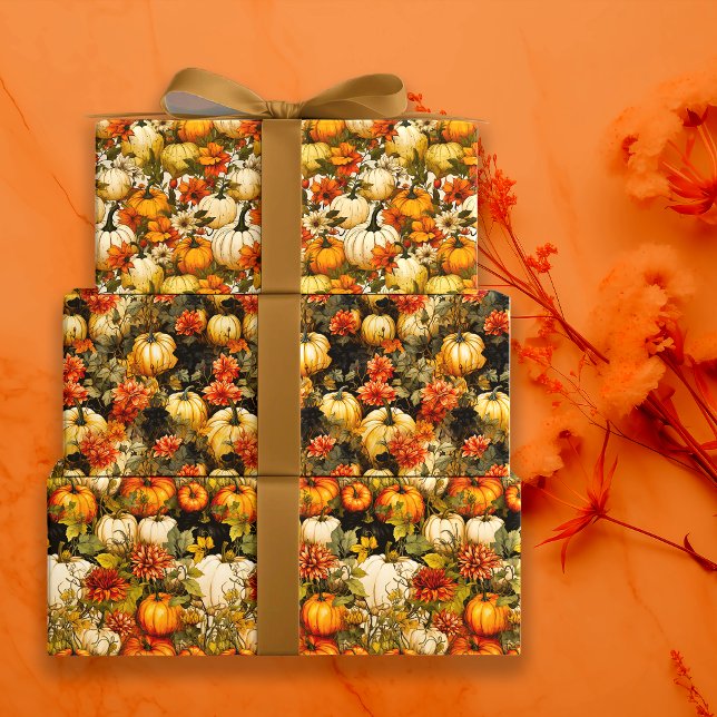 Fall Pumpkins und Blüten Geschenkpapier Set (Von Creator hochgeladen)