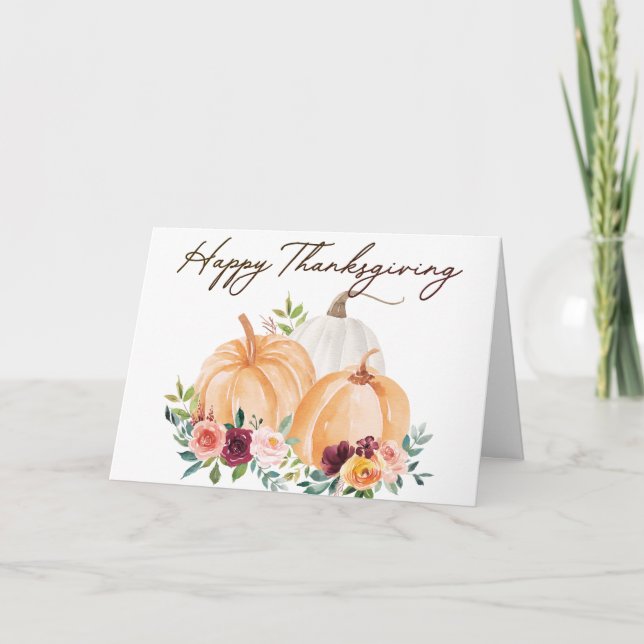 Fall Pumpkins und Boho Blume Gruß Karte (Vorderseite)