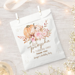 Fall Pumpkins Watercolor Boho Girl 1. Geburtstag Geschenktütchen