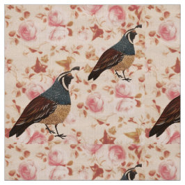 Fall Quail auf Chintz Fabric Stoff