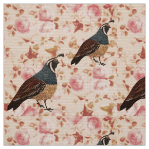 Fall Quail auf Chintz Fabric Stoff