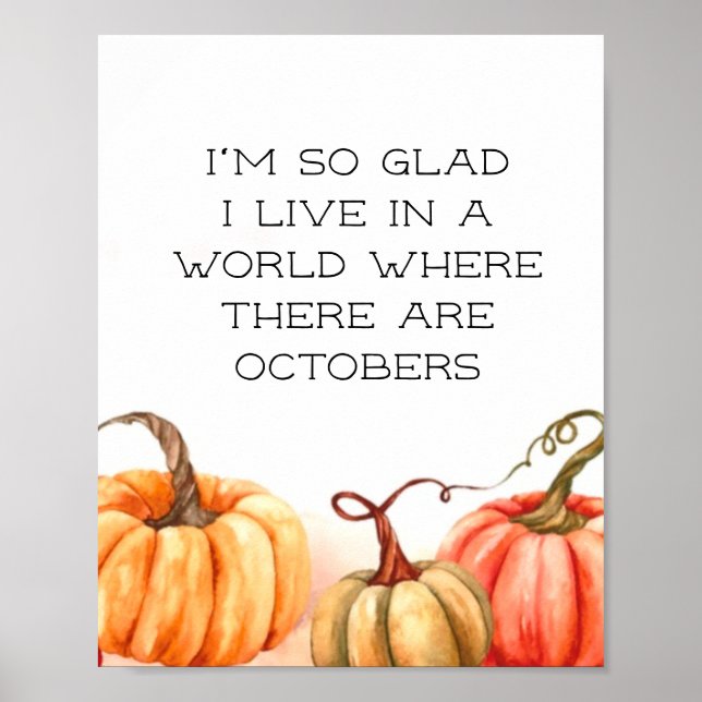 Fall Quote Oktober Pumpkins Poster (Vorne)