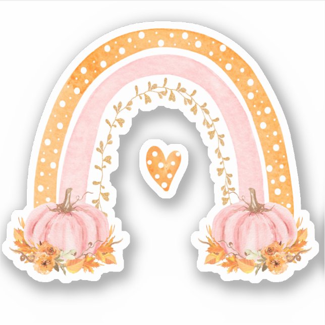 Fall Rainbow & Pumpkins Vinyl Sticker (Vorderseite)
