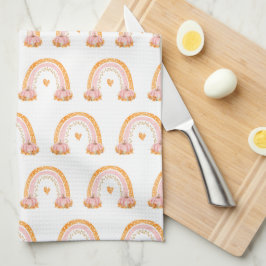 Fall Rainbows Pink Pumpkins Küchentuch