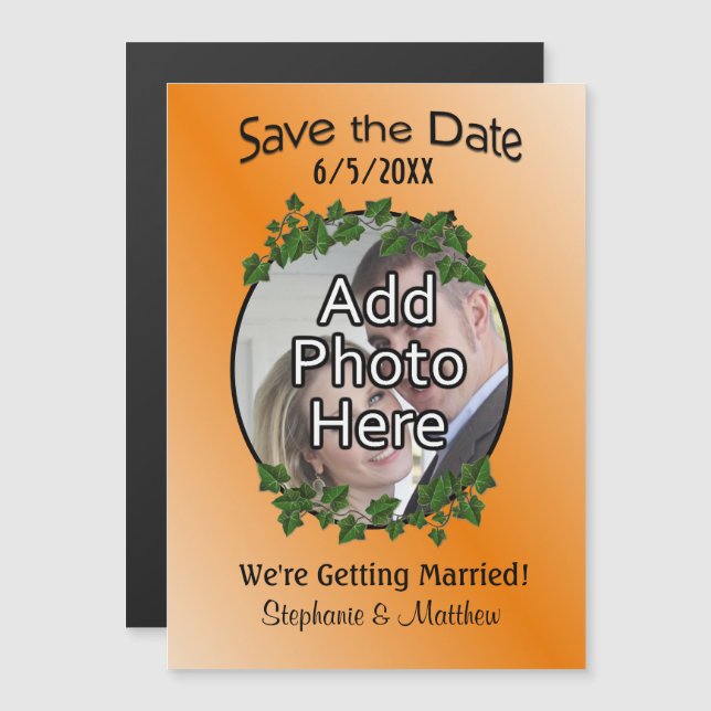 Fall Reben Save the Date mit Fotografie Magneteinladung (Vorne/Hinten)