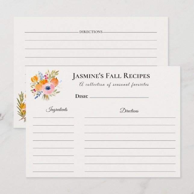 Fall Recipe Card – Autumn Kitchen Stationery Ankündigung (Vorne/Hinten)
