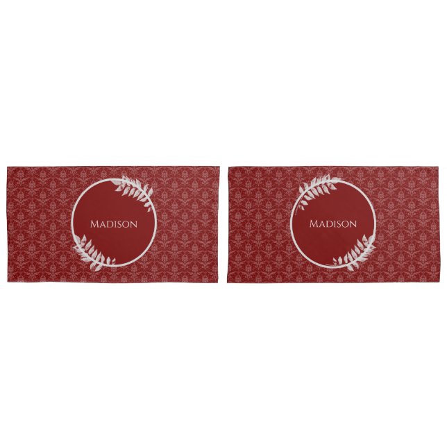 Fall Red Elegant Damask Pillow Kissenbezug (Vorderseite-Set)