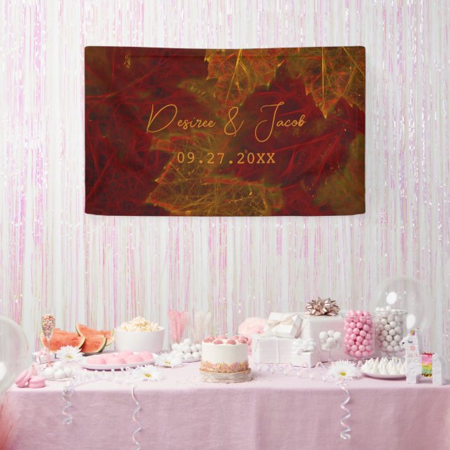 Fall Red Gold Rustic Elegante Maple Blätter Banner (Party)