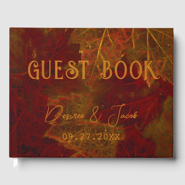 Fall Red Gold Rustic Elegante Maple Blätter Gästebuch (Vorderseite)