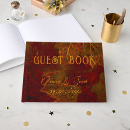 Fall Red Gold Rustic Elegante Maple Blätter Gästebuch