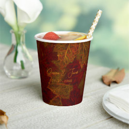 Fall Red Gold Rustic Elegante Maple Blätter Pappbecher