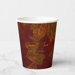 Fall Red Gold Rustic Elegante Maple Blätter Pappbecher