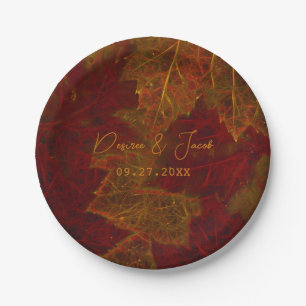 Fall Red Gold Rustic Elegante Maple Blätter Pappteller