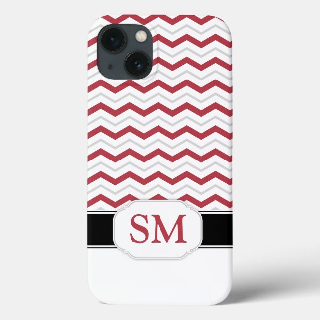 Fall "Red & Gray Zickzack" iPad 2/3/4 Monogramm Case-Mate iPhone Hülle (Rückseite)