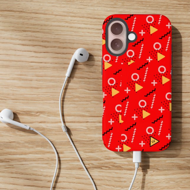 Fall Red Memphis Monogram Case-Mate iPhone Hülle (Von Creator hochgeladen)
