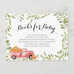 Fall Red Pumpkin Truck Baby Books Insert Card Postkarte