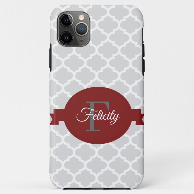 Fall Red Quatrefoil Personalisiert Case-Mate iPhon iPhone Hülle (Rückseite)