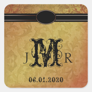 Fall Regency Wedding Monogram Sticker