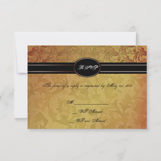 Fall Regency Wedding Response Card RSVP Karte (Vorderseite)